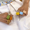Women's Simple Geometric Square Wide Edge Acrylic And Resin Ring