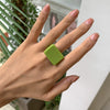 Women's Simple Geometric Square Wide Edge Acrylic And Resin Ring