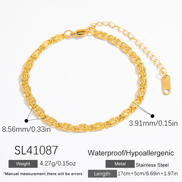 Women's Simple Geometric Stainless Steel And 18K Gold Electroplated Bracelet
