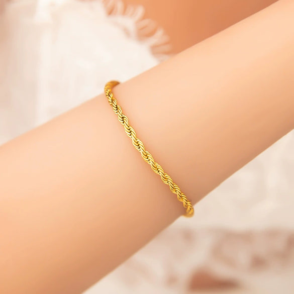 Women's Simple Geometric Stainless Steel And 18K Gold Electroplated Bracelet
