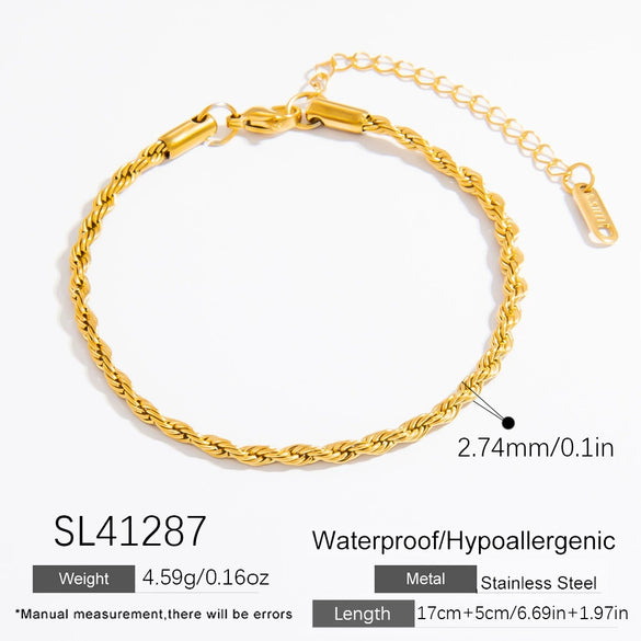 Women's Simple Geometric Stainless Steel And 18K Gold Electroplated Bracelet