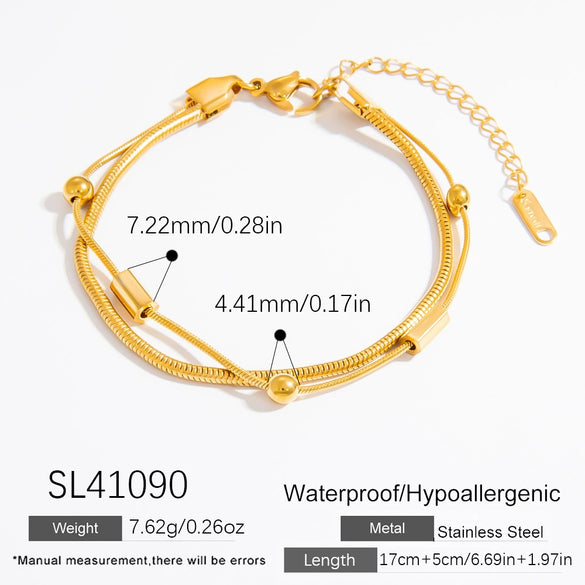 Women's Simple Geometric Stainless Steel And 18K Gold Electroplated Bracelet