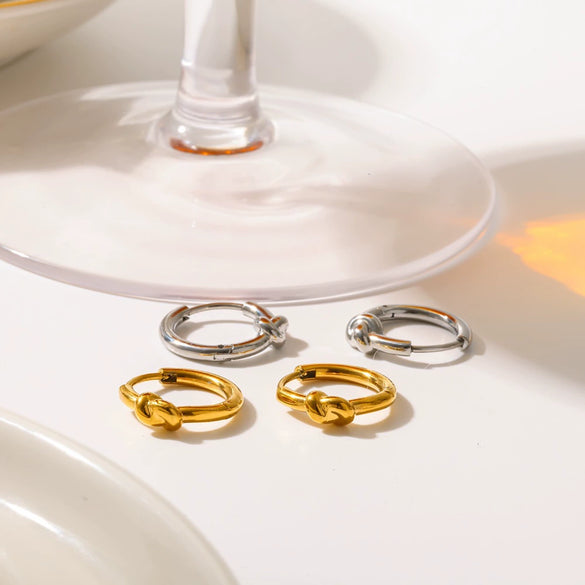 Women's Simple Geometric Stainless Steel And Titanium Steel Earrings With Pvd Furnace Vacuum Real Gold Plating