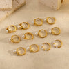 Women's Simple Geometric Stainless Steel Earrings With Inlaid Pearl And Electroplating