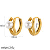 Women's Simple Geometric Stainless Steel Earrings With Inlaid Pearl And Electroplating