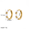 Women's Simple Geometric Stainless Steel Earrings With Inlaid Pearl And Electroplating