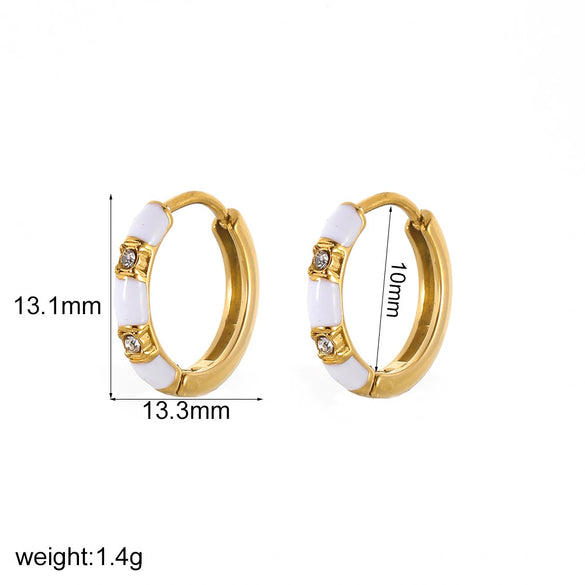 Women's Simple Geometric Stainless Steel Earrings With Inlaid Pearl And Electroplating