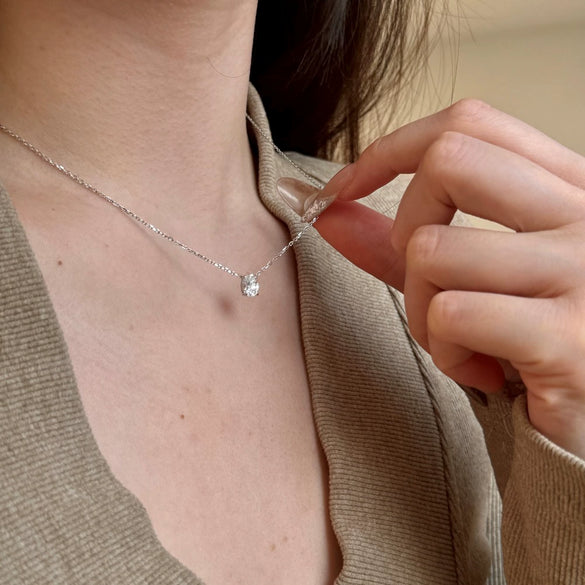Women's Simple Geometric 925 Sterling Silver Pendant Necklace With Electroplating