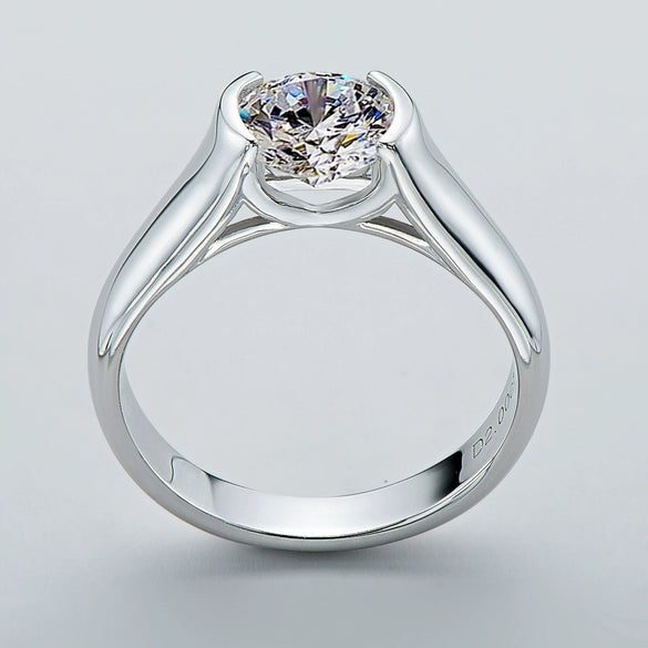 Women's Simple Geometric Style Ring S925 Silver Plated 18K Gold Moissanite Seiko