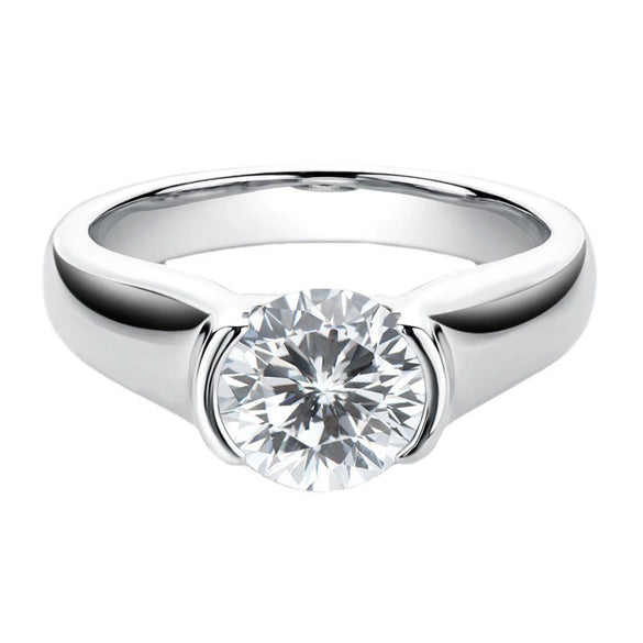 Women's Simple Geometric Style Ring S925 Silver Plated 18K Gold Moissanite Seiko