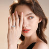 Women's Simple Geometric Style Ring S925 Silver Plated 18K Gold Moissanite Seiko
