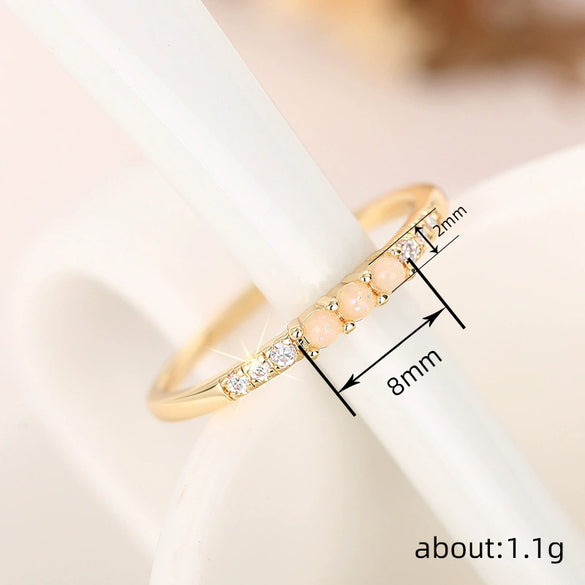 Women's Simple Geometric Tail Ring Imitation Opal Copper Zirconia Jewelry