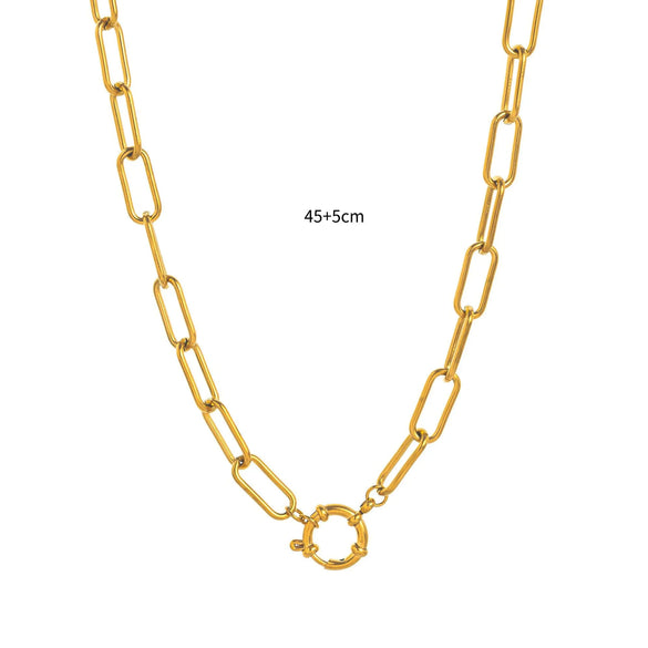 Women's Simple Geometric Titanium Steel Chain With 18K Gold Spring Buckle And Open Ring Furnace Vacuum Plated