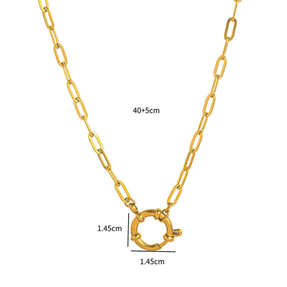 Women's Simple Geometric Titanium Steel Chain With 18K Gold Spring Buckle And Open Ring Furnace Vacuum Plated