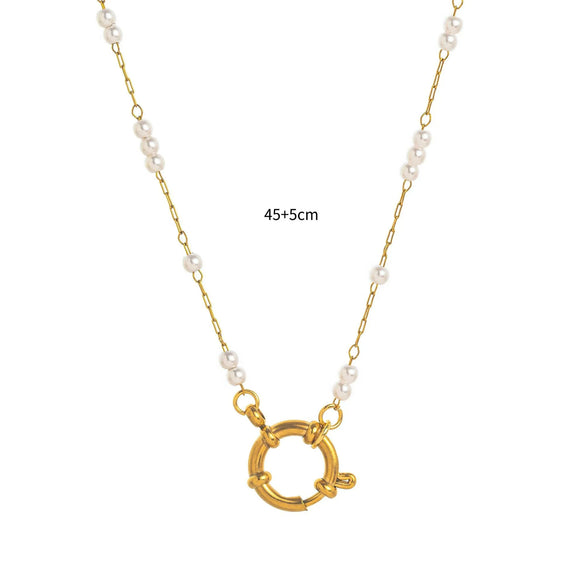 Women's Simple Geometric Titanium Steel Chain With 18K Gold Spring Buckle And Open Ring Furnace Vacuum Plated