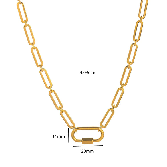 Women's Simple Geometric Titanium Steel Chain With 18K Gold Spring Buckle And Open Ring Furnace Vacuum Plated