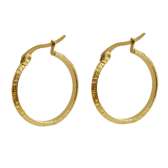 Women's Simple Geometric 316L Stainless Steel Earrings With Electroplating And Great Wall Pattern Buckle