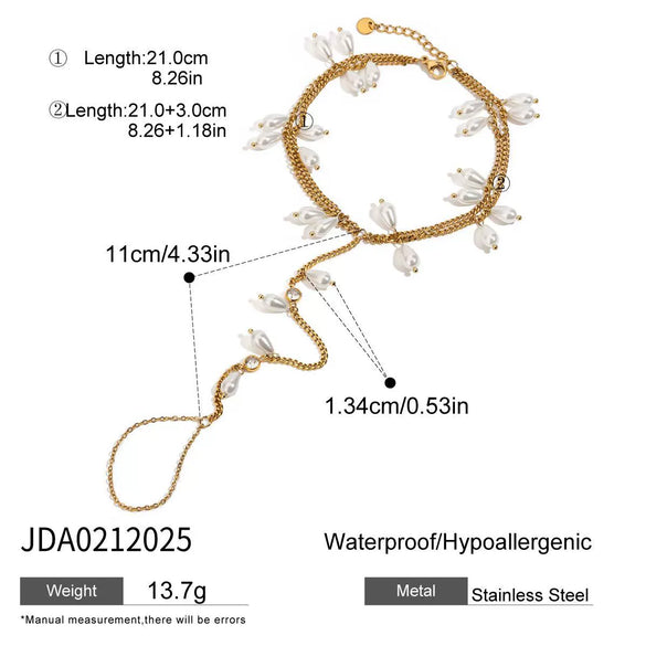Women's Simple Geometric Titanium Steel 18K Gold Doublelayer Square Shell Bead Foot Chain