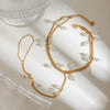 Women's Simple Geometric Titanium Steel 18K Gold Doublelayer Square Shell Bead Foot Chain