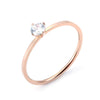 Women's Simple Geometric Titanium Steel Single Stone Ring With Four Claw Setting And Rose Gold Electroplated Finish