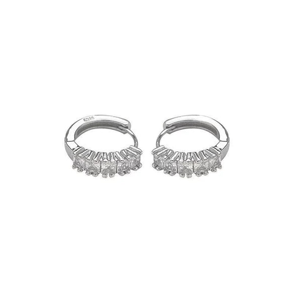 Women's Simple Geometric Wavy Round Hoop Earrings In S925 Sterling Silver With Zircon Diamond Inlay