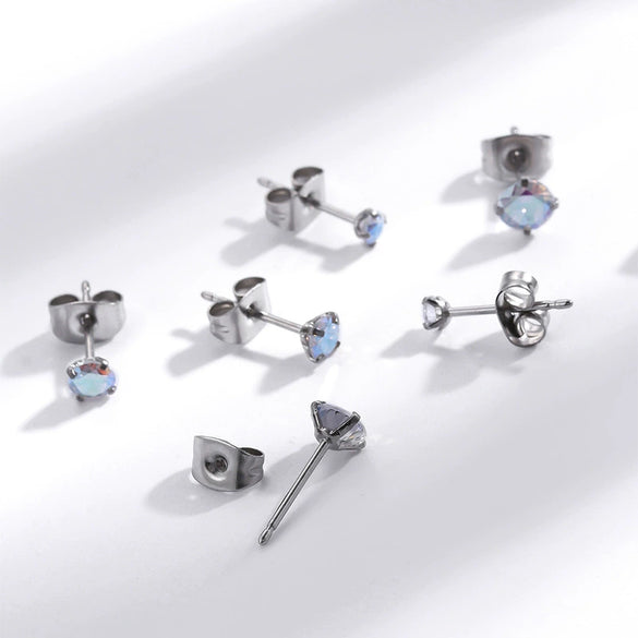 Women's Simple Geometric Zircon Stainless Steel Earrings
