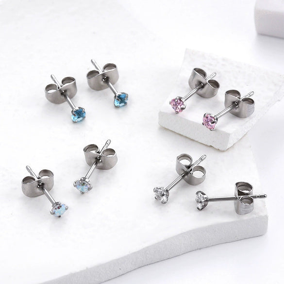 Women's Simple Geometric Zircon Stainless Steel Earrings