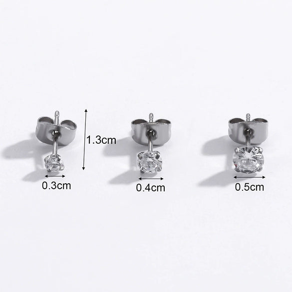 Women's Simple Geometric Zircon Stainless Steel Earrings