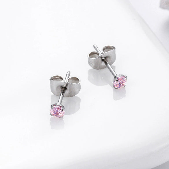 Women's Simple Geometric Zircon Stainless Steel Earrings
