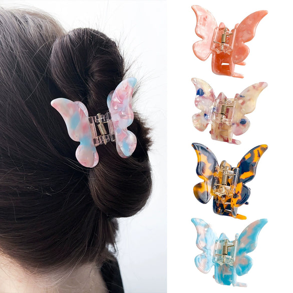 Women's Simple Handmade Acetic Acid Plate Butterfly Hair Grab Clip Hair Accessories