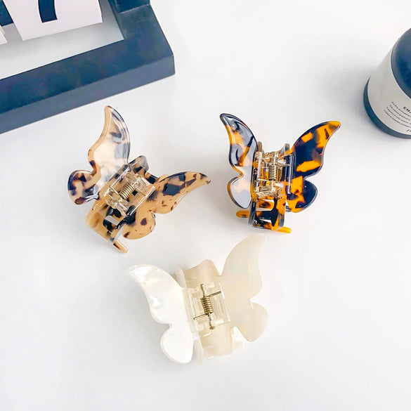 Women's Simple Handmade Acetic Acid Plate Butterfly Hair Grab Clip Hair Accessories