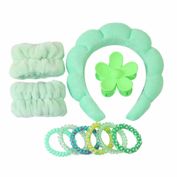 Women's Simple Handmade Mixed Material Face Washing And Hair Band Set
