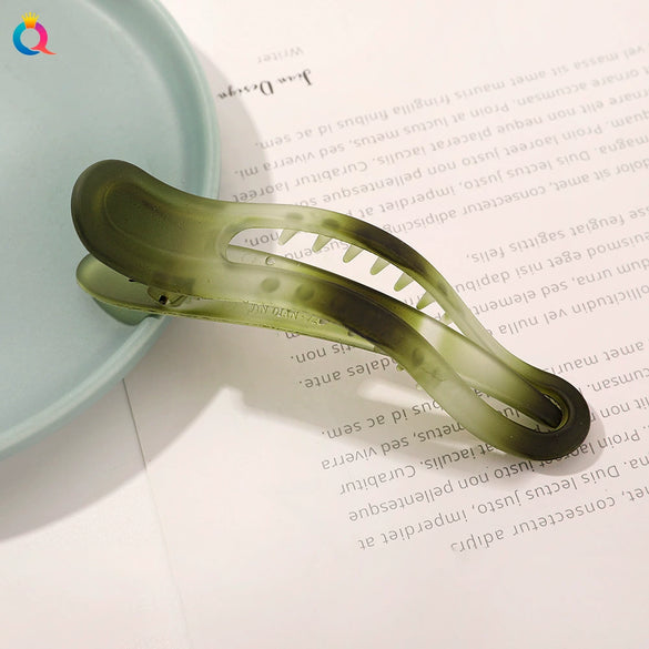 Women's Simple Handmade Plastic Resin Shark Grabber Hair Clip Frosted Duckbill Backofhead Hair Accessory