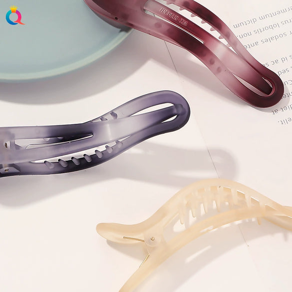 Women's Simple Handmade Plastic Resin Shark Grabber Hair Clip Frosted Duckbill Backofhead Hair Accessory