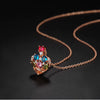 Women's Simple Heart Pendant Necklace Copper With Gold Plated Finish Crystal Zircon Love Clavicle Ball Chain Necklace