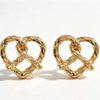 Women's Simple Heart Shaped Knot Earrings In Electroplated Alloy With Steel Ear Needles Fashion Bread Knot Design