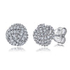 Women's Simple Heart Shaped Sterling Silver Stud Earrings With Zircon And Pearl Electroplated Bow Design