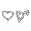 Women's Simple Heart Shaped Sterling Silver Stud Earrings With Zircon And Pearl Electroplated Bow Design