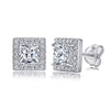 Women's Simple Heart Shaped Sterling Silver Stud Earrings With Zircon And Pearl Electroplated Bow Design