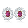 Women's Simple Heart Shaped Sterling Silver Stud Earrings With Zircon And Pearl Electroplated Bow Design