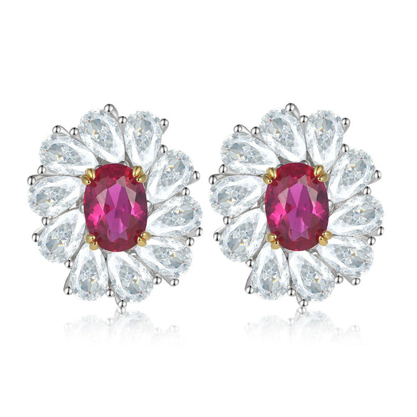 Women's Simple Heart Shaped Sterling Silver Stud Earrings With Zircon And Pearl Electroplated Bow Design