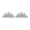 Women's Simple Heart Shaped Sterling Silver Stud Earrings With Zircon And Pearl Electroplated Bow Design