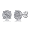Women's Simple Heart Shaped Sterling Silver Stud Earrings With Zircon And Pearl Electroplated Bow Design