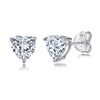 Women's Simple Heart Shaped Sterling Silver Stud Earrings With Zircon And Pearl Electroplated Bow Design