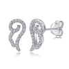 Women's Simple Heart Shaped Sterling Silver Stud Earrings With Zircon And Pearl Electroplated Bow Design