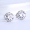 Women's Simple Heart Shaped Sterling Silver Stud Earrings With Zircon And Pearl Electroplated Bow Design