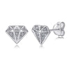 Women's Simple Heart Shaped Sterling Silver Stud Earrings With Zircon And Pearl Electroplated Bow Design