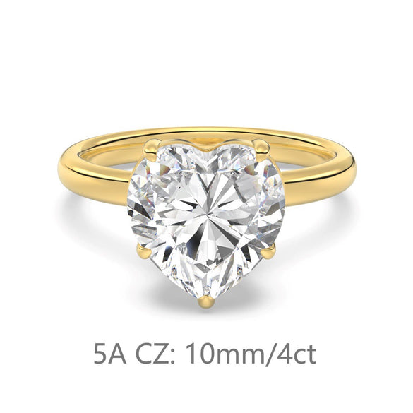 Women's Simple Heartshaped S925 Sterling Silver Ring With Zircon And Electroplating