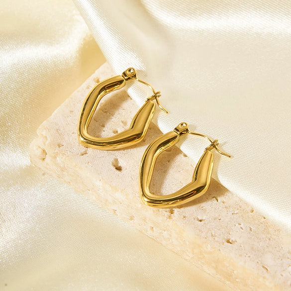 Women's Simple Irregular Geometric Stainless Steel Earrings With Pvd Furnace Real Gold Treatment