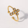 Women's Simple Light Luxury Gold Plated Stainless Steel Ring With Cross Opening And Color Diamond Electroplated